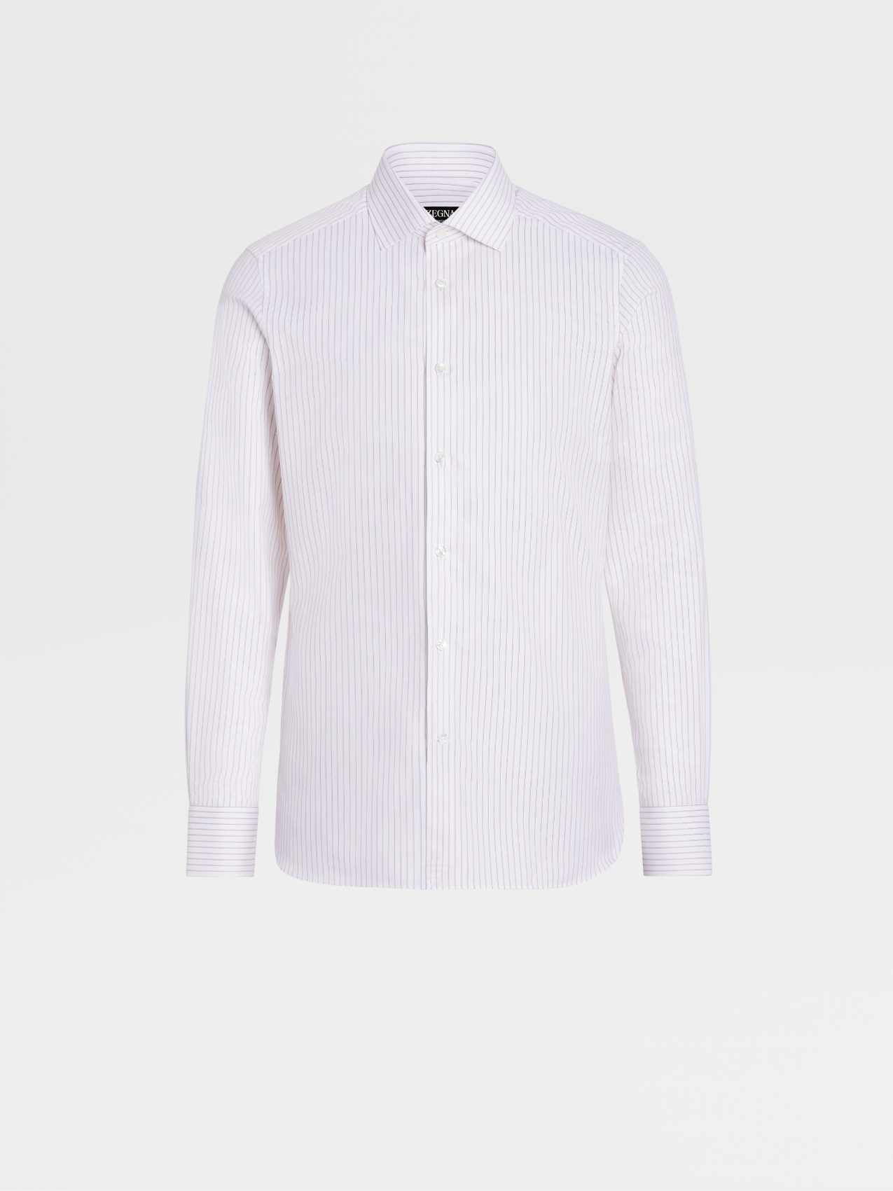 白色和 Foliage 色细条纹 Trecapi 棉质衬衫